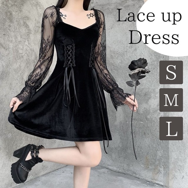 ワンピース レディース 長袖 セクシー シースルー ドレス ゴスロリ 黒 Lily Leclaire