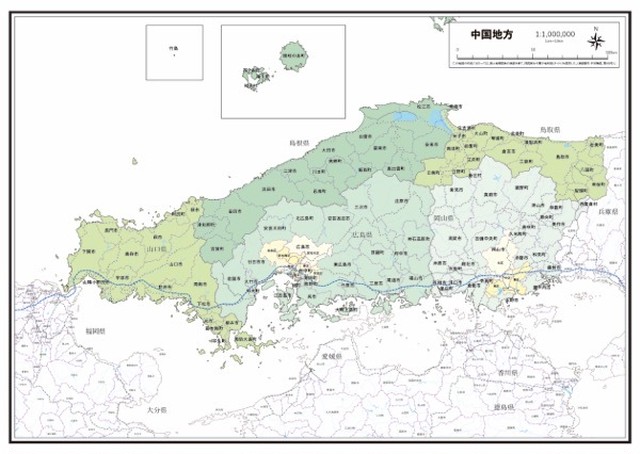 P6中国地方 新幹線 Jr 私鉄 K Chugoku P6 楽地図 日本全国の白地図ショップ