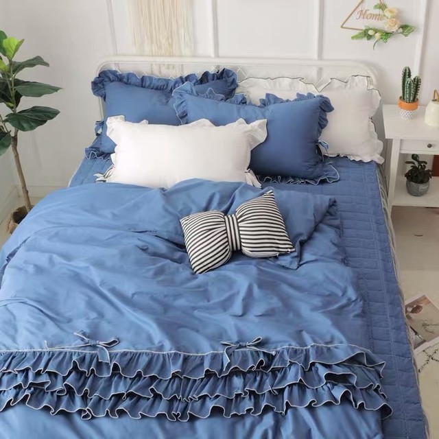 フリル 可愛い寝具カバー インスタ 人気新品 ベッドカバー 4点セット おしゃれ 人気 Melissa