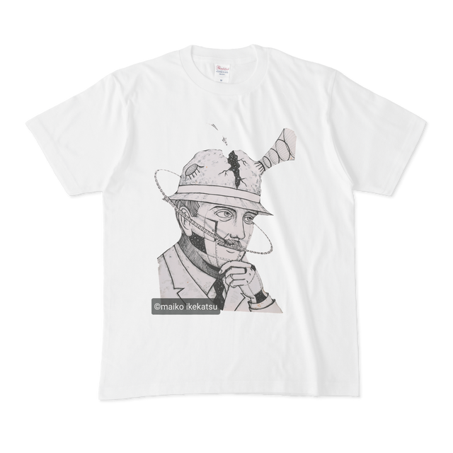 Tシャツ 白 オリジナルデザイン イラスト ユニセックス アート ビックシルエット 人気 いけかつまいこ Online Shop 時計草