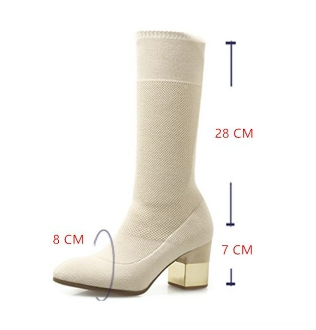 ブーツ ニット ソックスブーツ 靴 ストレッチ 美脚効果 キレイめ California Express