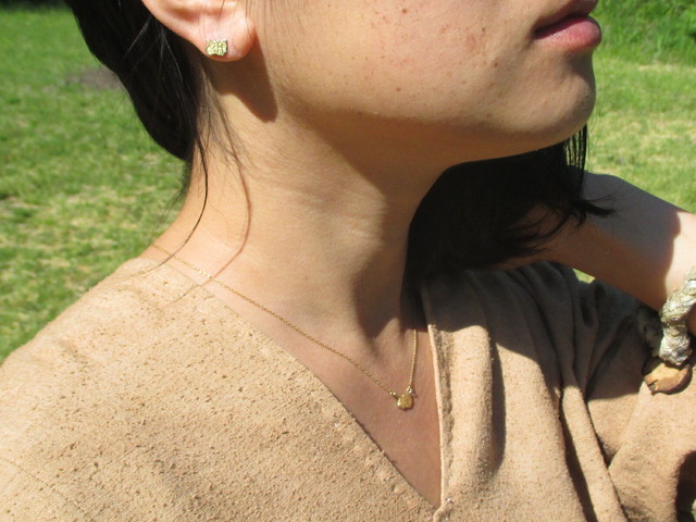 え て 夢の実現 龍体文字ピアス 真鍮 片耳 森のいかけ屋