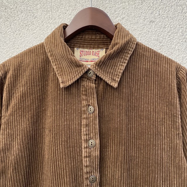 寒い時期に 長袖 太畝コーデュロイワンピース 茶 高円寺古着 Slat Albatross Vintage