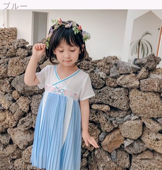 女児 荷重 ワンピース 夏 アンティーク調 気 バスト 古 ガール 赤ちゃん 中国 風 Passio