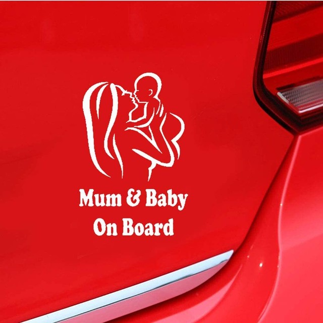 送料無料 ママと赤ちゃん用 カーステッカー ホワイト 車ステッカー Mum Baby On Board 車用ステッカー Baby In Car カッティング 白 Shop Tsukimi