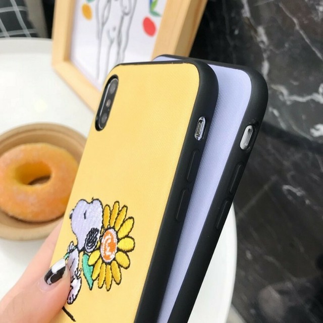 Snoopy スヌーピー かわいい刺繍柄 Iphone7 8 Plus X Xr Marayaインポート商品 送料無料