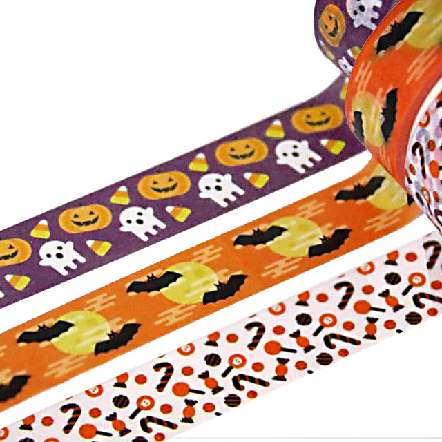 ハロウィン マスキング テープ 和紙 お化け カボチャ コウモリ お菓子 3個セット Shop Amalet