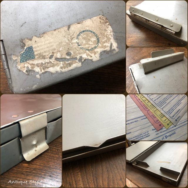 書類ケース付き アルミ製 ヴィンテージ バインダー クリップボード ペーパーおまけ付 インダストリアル アメリカ アンティーク F 064 030 Antique Style アンスタ アメリカ買付けのヴィンテージ アンティークのおみせ