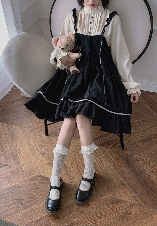 ロリータドレス シンプル 上品なレース ゴスロリ モノトーン ミニ Gl 1051 Benectgoth