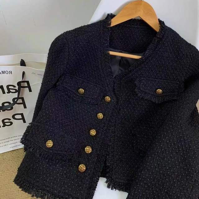 v neck tweed jacket