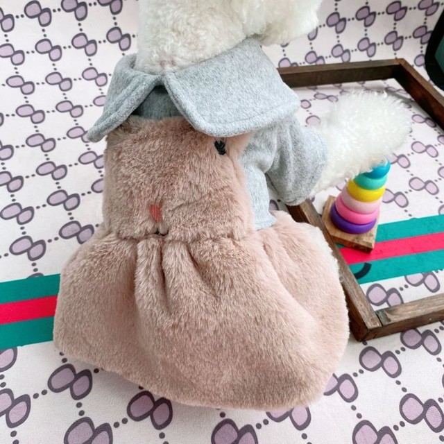 送料無料 犬の服 ふわふわワンピース ウサギ 着ぐるみ コスチューム 前開き お嬢様オシャレワンピース プリンセス 柔らかい 防寒 ドッグウエア ワンちゃん服 お散歩お出かけ Nextcase
