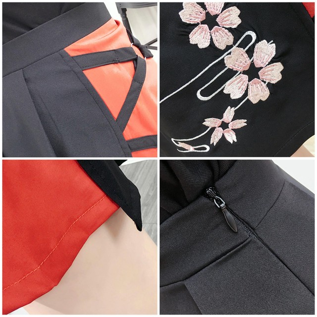 ボトムス レディース スカート ミニ ひざ上 フレア 花柄 クロスデザイン かっこいい ハイウエスト カジュアル 大人 オールシーズン Adono アドゥーノ