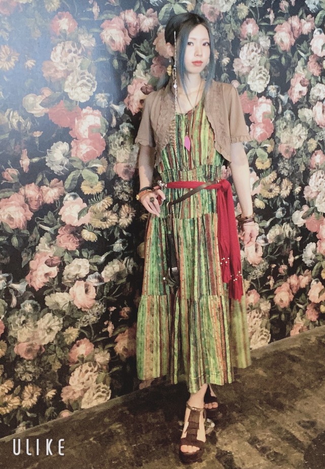 古布風柄ノースリーブロングワンピース 2color スチームパンク オリエンタル 異国風 エスニック系 リゾートワンピ 異世界ファッション Witch The Embellish