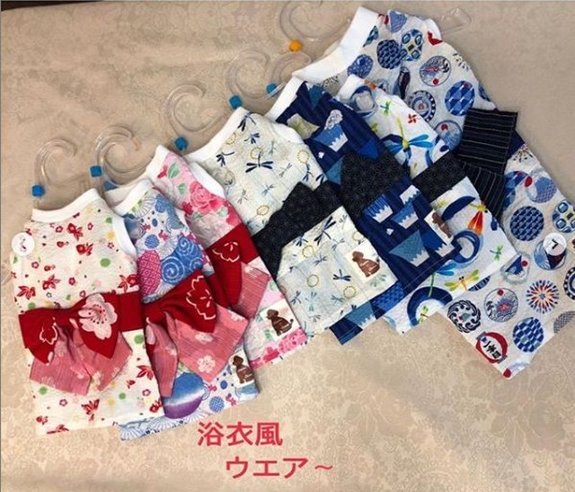 Off サマーセール 浴衣風ウエア ばら柄 S M L サイズ 税込み 犬服 浴衣 浴衣ワンピース ワンコ 浴衣 ハンドメイド 犬服 涼しい Hapimo Shares