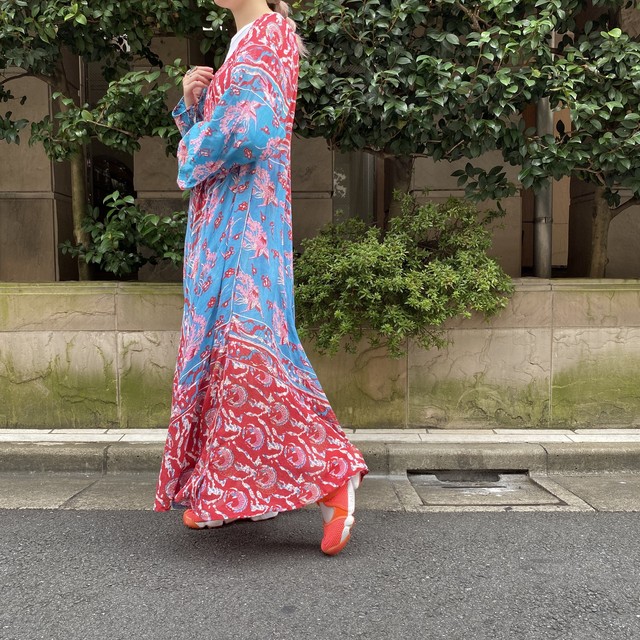 華やかワンピース Sultanj Adini インド綿 ワンピース 赤 青 Slut Albatross Vintage