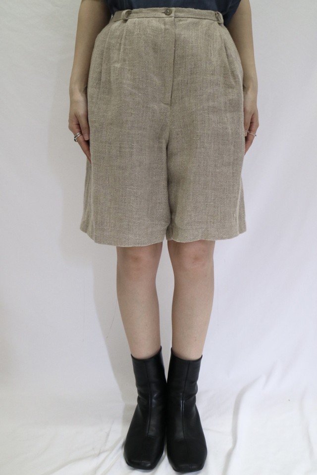 linen tuck half pants【0357】