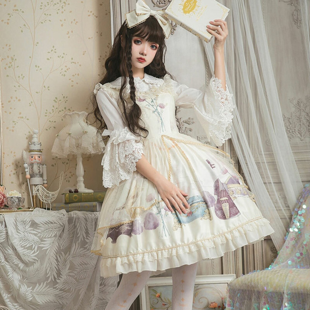 Lolita Jsk Dress ロリータドレス ノースリーブワンピース オリジナル クラロリ ロリィタ お茶会 撮影 Cosplay イベント 春 夏 秋 冬 ロリ S M L Xl ホワイト ブラック Mintcat