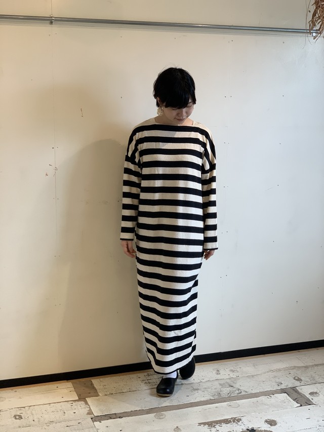 Ichi Antiquites コットンリネンボーダーワンピース The Kitanoshop