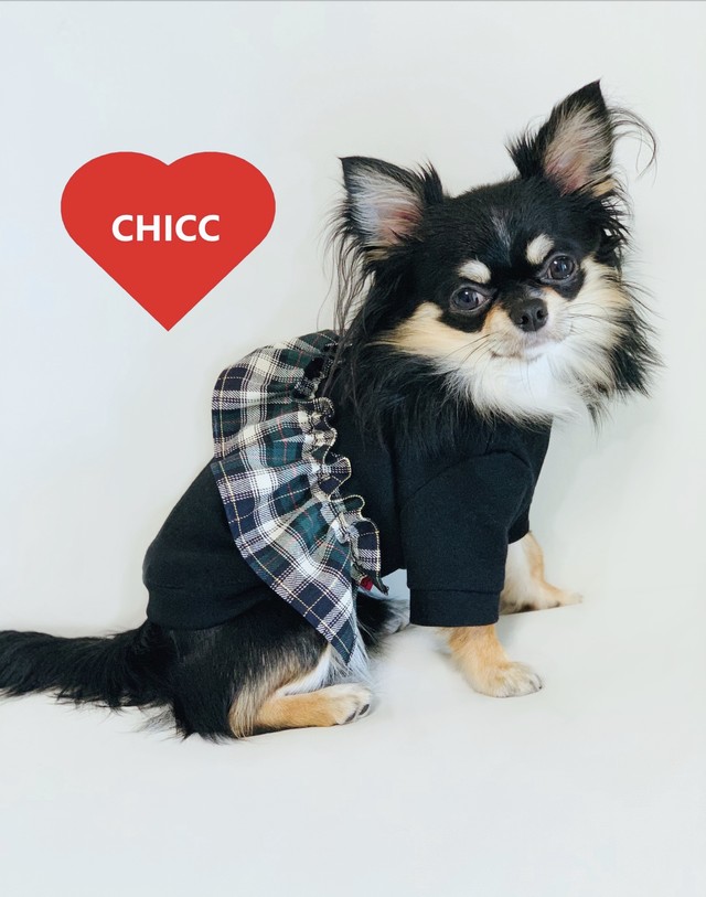 Tartancheck Frill Knit Blue 犬服 人気 犬の服 おしゃれ ドッグウェア 小型犬 犬服ブランド Chicc ドッグウェア ブランド