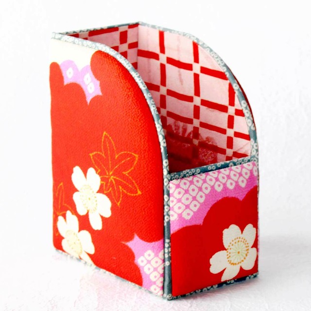 和風インテリア雑貨 ファイルｂｏｘ 赤 桜文様 Kimono Style Interior Ayahime