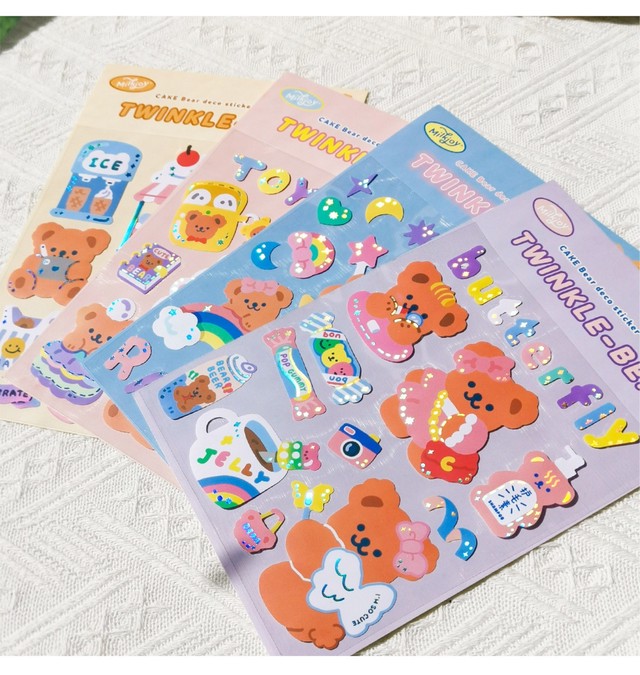 3 28再入荷 即納 Milkjoy Twinkle Bear Sticker トゥインクルベアーステッカー クマ柄シール 4デザイン 韓国 Usagi Case ウサギケース 韓国iphoneケース通販