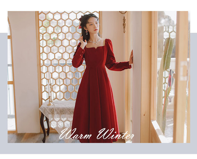 ワンピース レディース ベルベット 春 40代 結婚式 膝下丈 Mitchie Mary