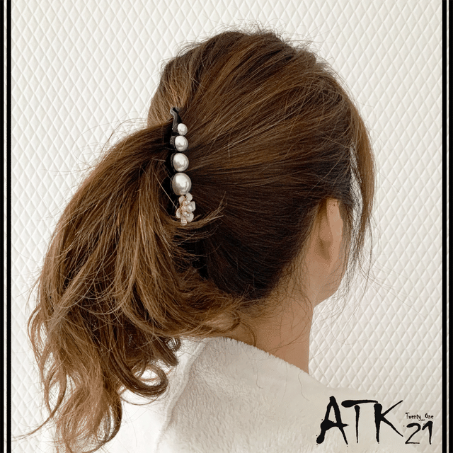 お花 パール フラワー 小さめ バナナクリップ ヘアクリップ レディース 簡単ヘアアレンジ ヘアアクセサリー Bnn13 Atk21