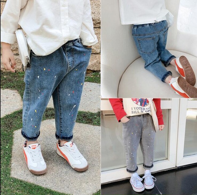 2色 デニムパンツ ジーンズ 男の子 女の子 春 秋 おしゃれ 人気 可愛い Coolkids