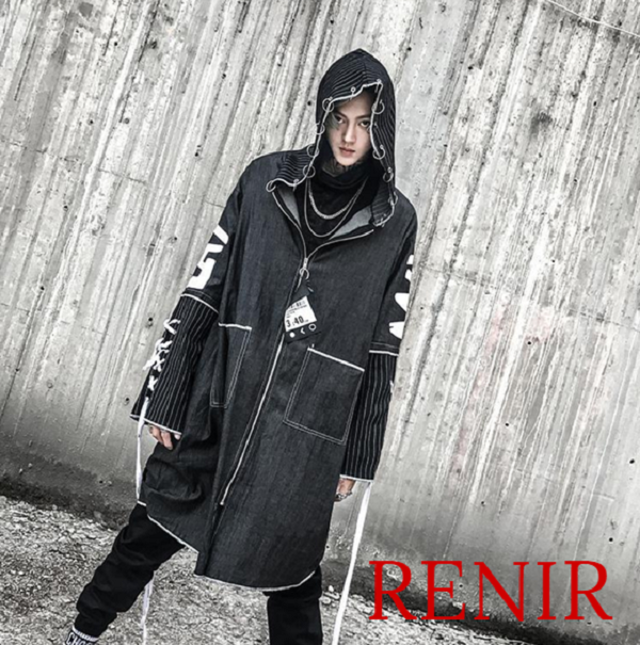 Renir レニール メンズ アウター 黒 ブラック 新品 モード系 個性的 秋服 レディース ユニセックス フード ユニセックス ストリート系 Renir レニール メンズファッション レディースファッション