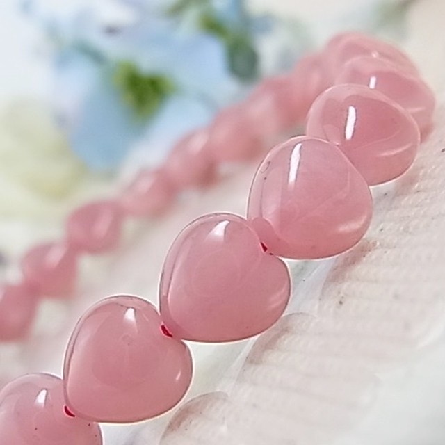 グァバクオーツ ぷっくり ハート型 可愛い ピンク 恋愛運アップ 女性性 ブレスレット C1 Larimarmj