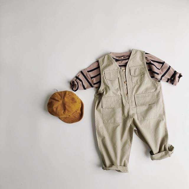 全2色 ジャンプスーツ つなぎ服 オーバーオール オールインワン ベージュ 緑 春 秋 子供 キッズ ベビー服 こども服 男の子 女の子 男児 女児 Na94 Berceau Select Shop ベルソー セレクトショップ キッズ 親子ペアetc