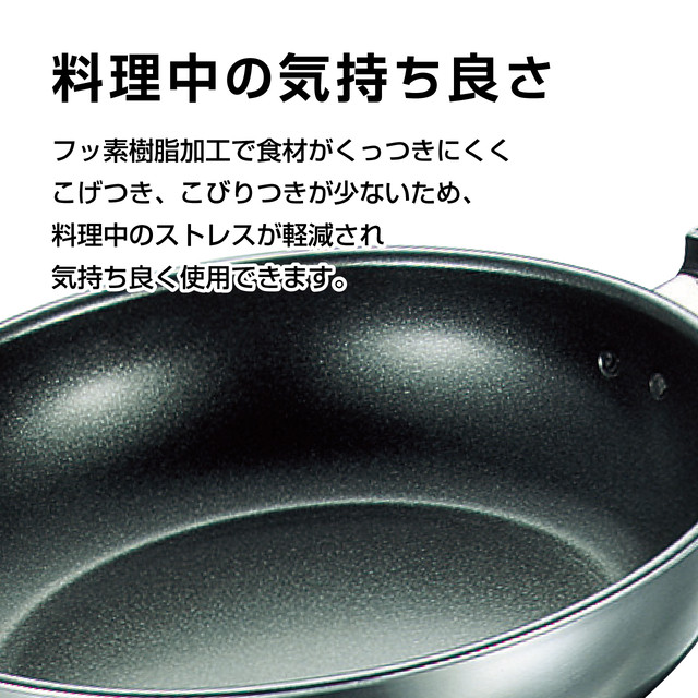 Ih対応 焼き調理に最適な 食材がくっつきにくいフライパン フジihフライパンdx26cm 内面フッ素樹脂加工 株式会社フジノス