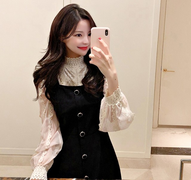 ストラップ ワンピース レディース 韓国 オルチャン きれいめ フェミニン ミディ 膝丈 代 30代 春夏秋冬 Tb 630 毒いちご 韓国ファッション