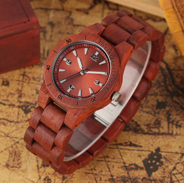 Yisuya レディース 木製腕時計 赤茶色 小さめ 32mm 女性用 ウッドウォッチ エレガント Happy Hobby あなたのベストが見つかるお店