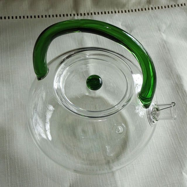 ガラスのティーポット 800cc 丸型緑 Chawaten