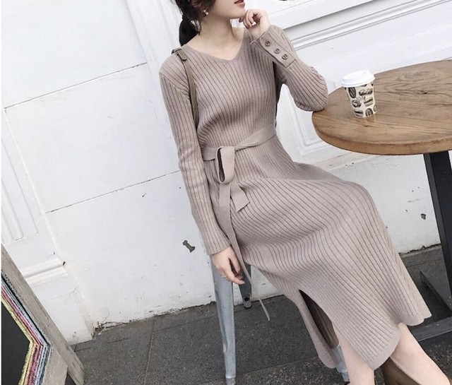 3colour 予約販売 紐付きニットワンピース Divino