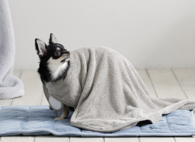 大人気 ペットバスローブ ガウン ブルー 0 犬用 犬服 Tanu Maison