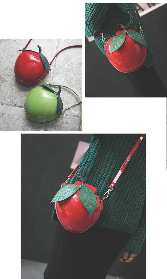 エナメル リンゴ型 ショルダーバッグ エナメルバッグ 立体 斜めがけ 鞄 リンゴ 林檎 アップル フルーツ 果物 コスプレ 白雪姫 Hummingf