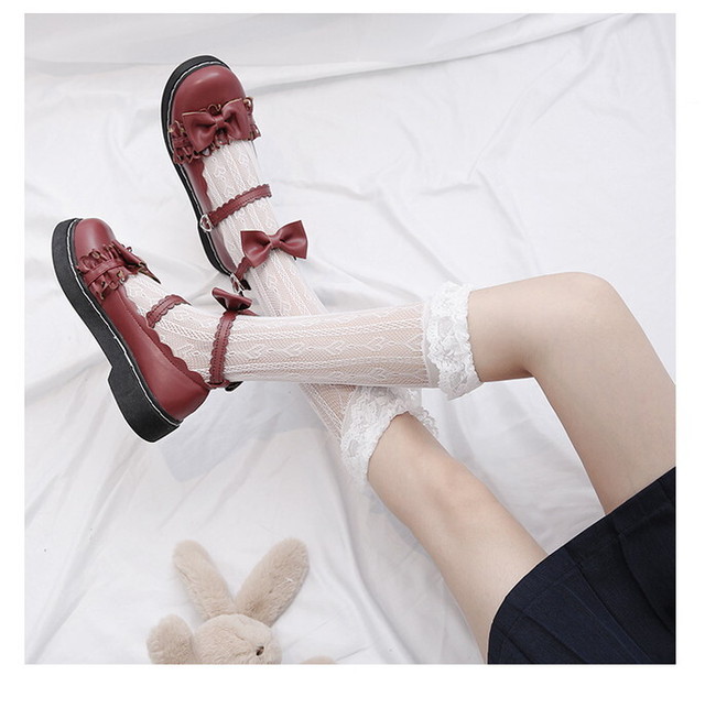ゴシック 甘ロリ ロリータパンプス 夢可愛い トップリボン バックリボン 原宿系 韓国 オルチャン 天使と悪魔 サブカル系ファッション Seasonz
