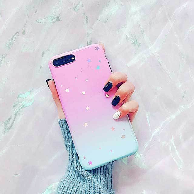 星 グラデーション パステル Iphone シェルカバー ケース ピンク ブルー 可愛い キラキラ 綺麗 Iphone 6 6s 6plus 6splus 7 7plus 8 8plus X Se 第2世代 Md297 Loverytrading
