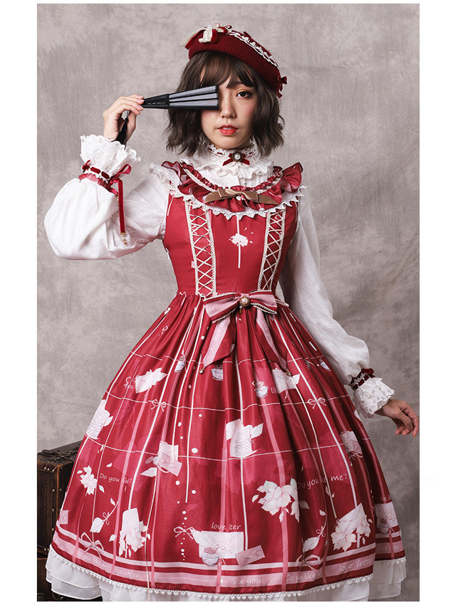 ロリータワンピース ロリィタ Lolita お茶会 デート イベント 春 夏 秋 冬 ロリ ノースリーブ Xxs Xs S M L Xl Xxl Xxxlノースリーブ Xxs Xs S M L Xl Xxl Xxxl レッド Mintcat