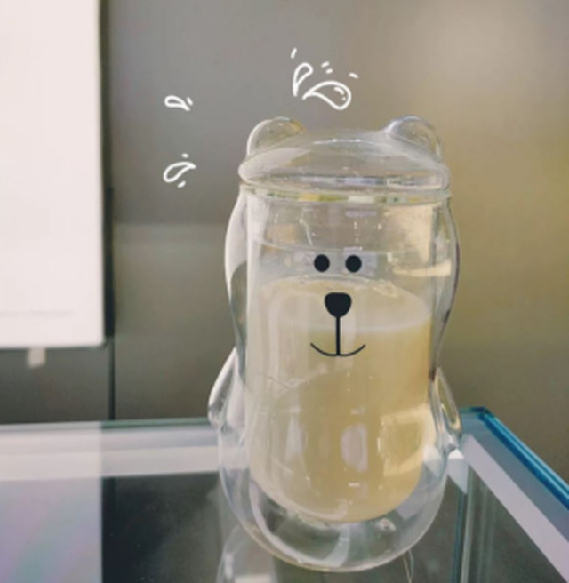 韓国カフェグッズ 可愛いクマさんの２重耐熱グラス Maumpom