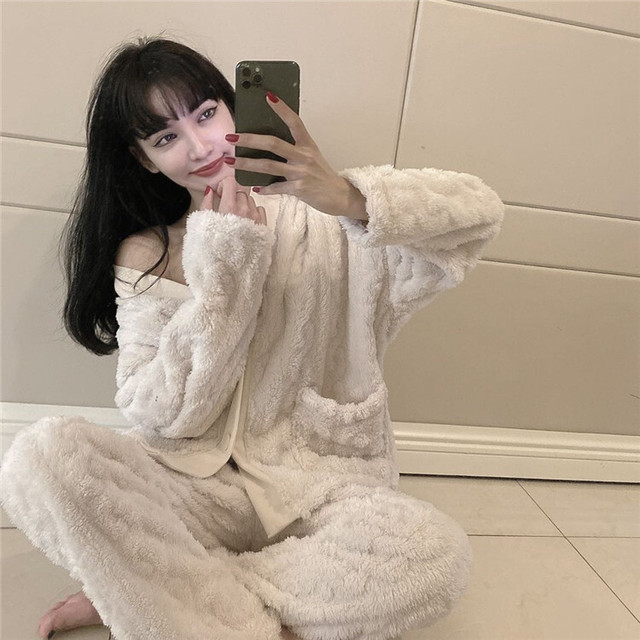 お取り寄せ商品 ルームウェア パジャマ レディース モコモコ 長袖 長ズボン 上下セット Candy Melts