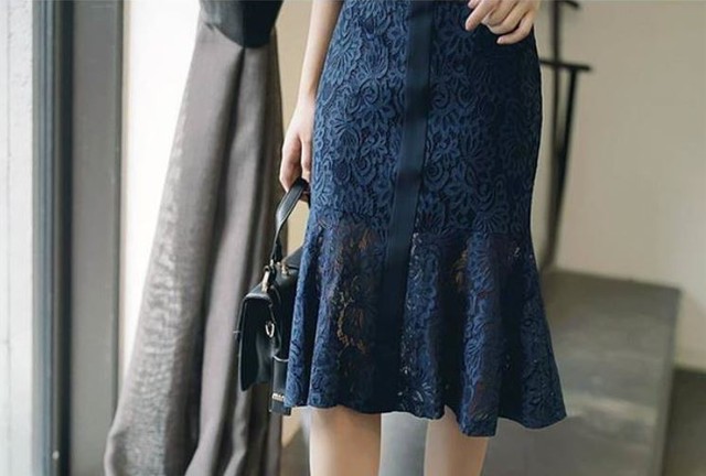 総レース 肌見せ少ない大人のドレス 結婚式 二次会 ワンピース パーティードレス 冬 春 卒業式 お呼ばれ パーティーワンピ クルーネック トランペットスカート タイトスカート Cutycloset