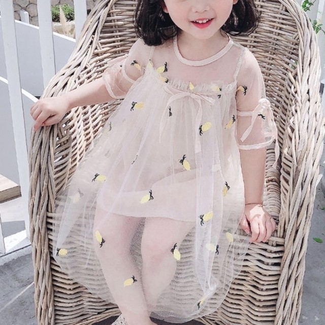 子供服 女の子 キッズ ワンピース スカート 韓国 夏 チュール プリンセス 子供服 女の子 キッズ ワンピース スカート 韓国 夏 チュール プリンセス ふわふわ リボン 可愛い シースルー Leaflower 001 リーフラワー レディースファッション専門店