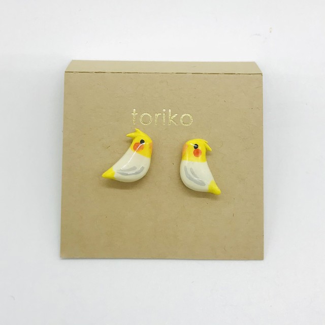 【toriko】 オカメインコ(ルチノー) レジンピアス