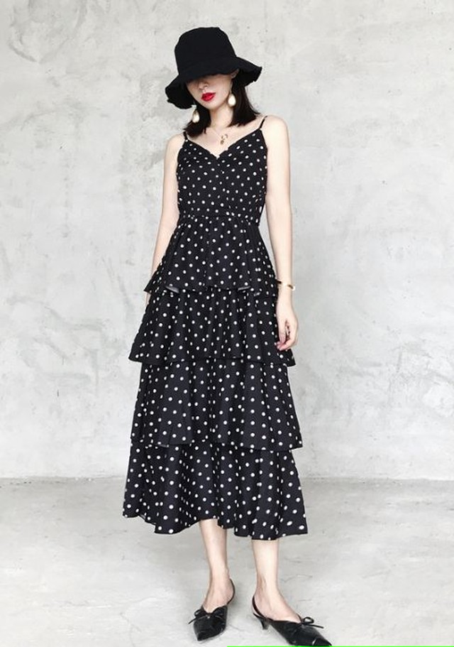 ワンピース きれいめ 二次会 ドット柄ワンピース ミモレ丈 ワンピース ニットカーディガン 春服 レディースjm4325 Dress No Sato