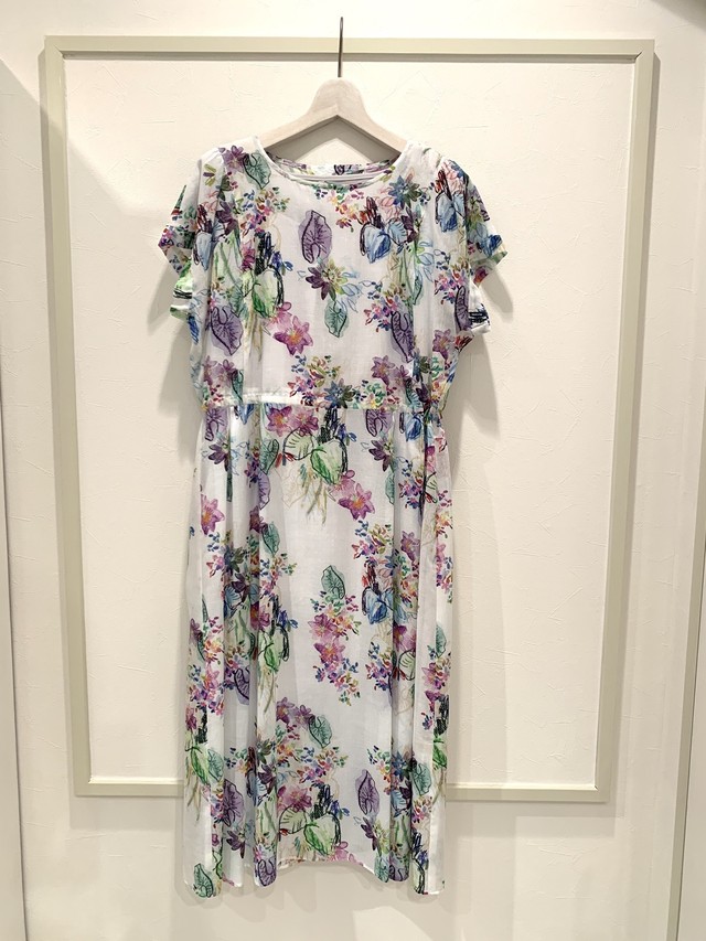 インポート生地ボタニカルワンピース Rencontre ランコントル