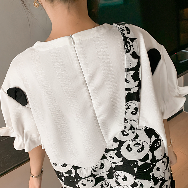 可愛い パンダ プリント フリル ゆったり フェイクレイヤード ワンピース Ins 06 Ins Fashion ファッション専門店 可愛い 安心 素敵な商品を多数ご用意