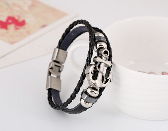 No 2210 ブラック ブレスレット メンズ レディース イカリ オシャレ アクセサリー Next Dream